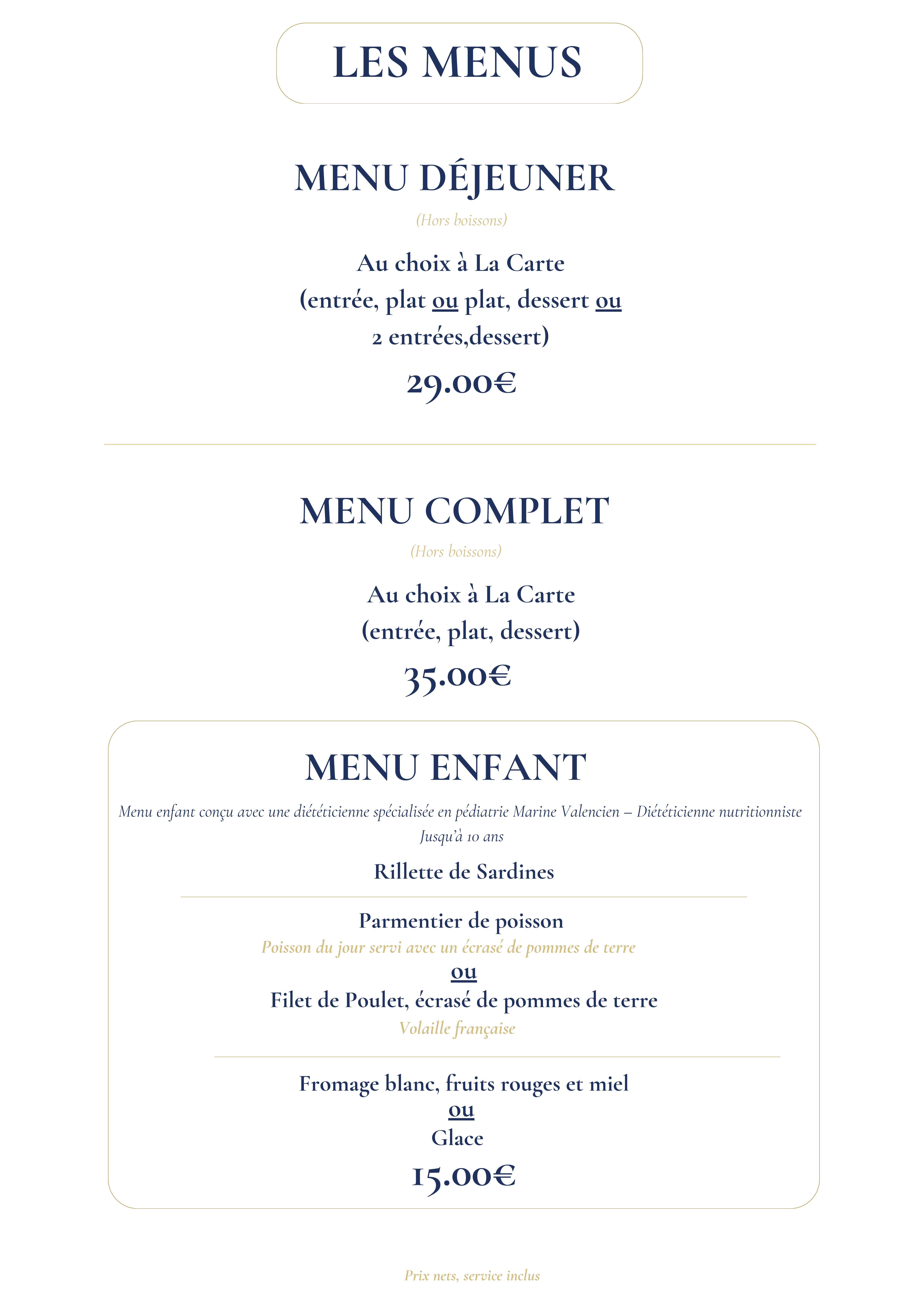 La Carte - Brasserie La Haut - Restaurant poisson La Rochelle