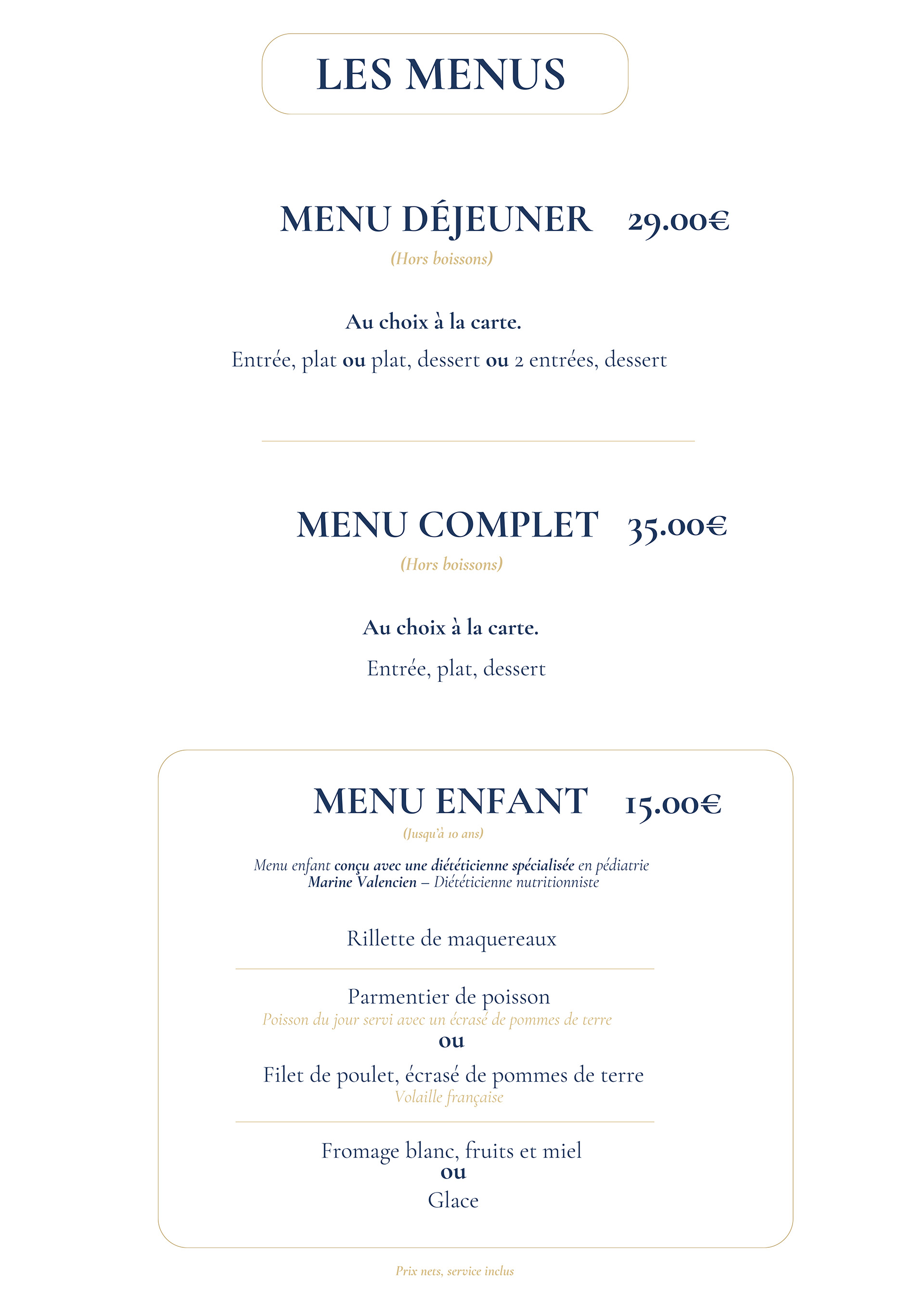 La Carte - Brasserie La Haut - Restaurant poisson La Rochelle